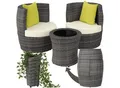 tectake® Aluminium Rattan Sitzgruppe, wetterfest und UV-beständig, mit Sicherheitsglasplatte, stapelbar