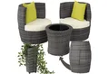 tectake Sitzgruppe Aluminium Rattan Gartenlounge, stapelbar, mit Sicherheitsglasplatte, (Loungeset Nizza, 4-tlg., für Außen in Grau), wetterfest und UV-beständig, gepolstert, inklusive Vase und Kissen