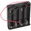 Goobay Batteriehalter für 4x Mignon mit Deckel und Schalter lose Kabelenden, wasserabweisend – Batterie Halterung Elektronik (Kunststoff)