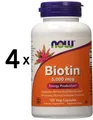 4 x NOW Foods Biotin, 5000mcg - 120 vcaps (122,19 EUR/kg)