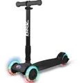KINNAZ Cityroller Sicherer faltbarer Kinderroller von 5 bis 12 Jahre mit LED-Rädern, (Kinderroller, Kinnaz Two), Händler aus Hamburg schwarz