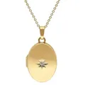 trendor Kette mit Anhänger Medaillon mit Diamant Gold 585/14K an vergoldeter Silberkette goldfarben 42 cm