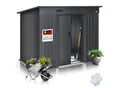KESSER® - Gerätehaus L Metall 4 m³ mit Fundament 194x112x181 cm 2x Schiebetür & Fundament Geräteschuppen Gartenhaus Schrank Pultdach Garten Schuppen Inkl. Arbeitshandschuhe
