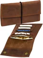 Simaru Handgefertigte Tabaktasche aus italienischem Leder – Weiches Leder, hergestellt in der EU – Ideale Drehertasche mit Band & Magnet – Einzigartiges Design