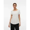 Vero Moda Blusenshirt VMBELLA SS TOP WVN GA NOOS Viskosemischung, abgerundeter Saum weiß S (36)
