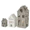 Kerzenlaterne Firenze Haus Eisen grau/weiß H 13/22/35cm 3 er Set