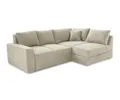 luma-home Ecksofa 15235, Dauerschläfer B260/T181/H88 cm mit 2 Bettkästen, Ottomane links oder rechts montierbar, Federkern, Boxspring, Kaltschaum-Topper, Bezug Cord in Beige Grau