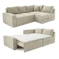 Ecksofa-Dauerschläfer Federkern Topper Bettkasten Schlafcouch in Cord Beige Grau
