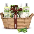 BRUBAKER Cosmetics Bade- und Dusch Set Aloe Vera - 11-teiliges Geschenkset im Flechtkorb