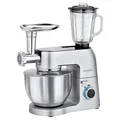 ProfiCook Knetmaschine | Universalküchenmaschine | 3in1 | 8 Geschwindigkeitsstufen | 1500 Watt | 6,7 Liter Edelstahlschüsse | Glas Mixer 1,5 Liter | Fleischwolf | Beleuchteter Drehregler | PC-KM 1189
