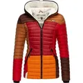 Navahoo Steppjacke Multikulti stylische Colorblocking Übergangsjacke m. Kapuze braun|bunt XS (34)