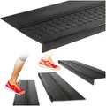ANRO Stufenmatte Stufenschutz aus Gummi Treppenschutz Treppenmatte, Eckig, mit Coins/ Noppen Größe 30x120cmcm - Rutschsischer & anpassbar schwarz 30 cm x 120 cm
