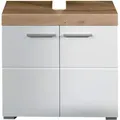 Waschbeckenunterschrank WELLTIME "Avena", weiß (asteichefarben, weiß hochglanz), B:60cm H:56cm T:34cm, Schränke, Waschtisch 2türig- Aussparung 26/8 cm - (B/T/H) 60/34/56 cm