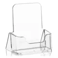 10 Stück VITAdisplays Visitenkartenhalter, Visitenkartenständer, Visitenkarten-Aufsteller, Hochformat, transparent