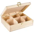 Creative Deco Teedose Teebox Holz aus Natürlichem Kiefernholz, Teebox Holz mit Deckel beige 16 cm x 21 cm x 7 cm