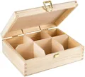 Creative Deco Tee-Box aus Kiefernholz | 21 x 16 x 7 cm (+/- 0,5 cm) | 6 Fächer