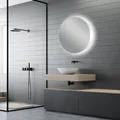 Spiegelschrank Bad mit Beleuchtung TALOS Picasso Style weiß Ø 60cm - mit hochwertigem Aluminiumkorpus - Modernes Badezimmermöbel mit integrierter LED Beleuchtung