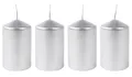 BURI Metallic-Stumpenkerzen Silber 4er-Set Adventskerzen Weihnachtskerzen Tischdeko