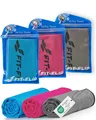 Fit-Flip Kühltuch 3er Set – kühlendes Handtuch Fitness und Sport – mikrofaser kühlhandtuch – Airflip kühltücher – cool Ice Towel (blau/rosa/grau, 100x30cm)