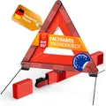 PURAHELP® Warndreieck KFZ Faltbar [Norm 2026 ECE R27] - Bis zu 250m sichtbar - Pannendreieck Auto Kompakt & Klappbar - Sicheres Verkehrspannen Dreieck nach EU Norm (StVO konform)