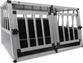 SPOCADO "Villa" Hundetransportbox | 89 x 69 x 50 cm | 12 kg | Aluminium & MDF | Stabile Kunststoffecken | Witterungsbeständig | schwarz/grau | SCO-8