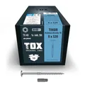 TOX Holzbauschrauben TIMBR TK 8,0 x 320 mm, blau verzinkt mit Tellerkopf, TX40, Schrauben für leichtes Eindrehen und hohe Tragfähigkeit im Holzbau, 50 Stück im Karton, inkl. 1x Bit, 1120804180320