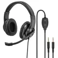 Hama PC Headset, Over Ear Kopfhörer mit Mikrofon (Headset mit Lautstärkenregler und verstellbarem Mikrofonarm, für Videokonferenzen, Homeoffice, Callcenter, eLearning, 2 Klinkenstecker 3,5mm) schwarz