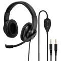 Hama PC Office Headset 2x 3,5mm Klinke Stereo Kophörer mit Boom Mikrofon Mikro