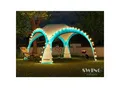 Swing&Harmonie® LED Event Pavillon XXL DomeShelter 450cm Garten inkl. Solarmodul Designer Gartenzelt Camping Partyzelt mit Beleuchtung - türkis