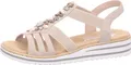 Rieker Damen Sandale mit T-Riemen und maritimem Dekor mit Muscheln V0649, Größe:41 EU, Farbe:Beige