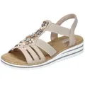 Rieker Riemchensandale Sommerschuh, Sandalette, Keilabsatz, mit sommerlicher Verzierung beige 41 EU