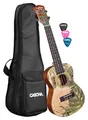 B-WARE Cascha Art Series Konzert Ukulele Leafy  Mahagoni Fichtendecke Plektren