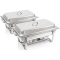 Mahlzeit Chafing Dish Profi Set "Toulouse", 2x Edelstahl Warmhaltebehälter Essen, Buffet Wärmer - Silber