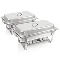 Mahlzeit Chafing Dish Profi Set "Toulouse" | 2x Edelstahl Warmhaltebehälter Essen, 15-tlg Speisewärmer | Buffet Wärmer, Wärmebehälter, Rechaud, Speisenwärmer für Catering, Buffet und Party