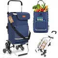 Sekey 3-in-1 Faltbarer Einkaufstrolley Treppensteiger mit Kühlfach und Spanngurt Blau