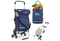 Sekey Einkaufstrolley Klappbarer Einkaufswagen mit Kühlfach, Treppensteiger Trolley 3 in 1, Faltbarer Einkaufswagen inkl. Einkaufschip und Spanngurt