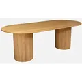 sweeek - Ovaler Esstisch Heveaholz und Eichenfurnier 8 Plätze - Natur - Braun/Schwarz