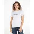 Tommy Hilfiger Rundhalsshirt HERITAGE HILFIGER C-NK REG TEE mit gesticktem Tommy Hilfiger Linear Logo-Schriftzug weiß M (38)