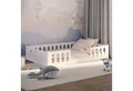 CADANI Kinderbett MONTE Bodenbett mit abnehmbaren Rausfallschutz - bis 200 kg belastbar (120x200 cm, Weiß, 2in1 Montessori Kinder- und Jugendbett), 2 Aufbauvarianten, barrierefrei umbaubar, Roll-Lattenrost, Made in EU
