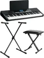 FunKey 61 Performer Keyboard Set mit 61 anschlagsdynamischen Tasten - 450 Sounds 150 Rhythmen 120 Songs USB to Host Lesson Funktion Aufnahmefunktion inkl Ständer Bank Netzteil - Schwarz
