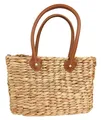 Kobolo Tasche Korbtasche Flechttasche aus Wasserhyazinthe - Kunstlederhenkel - eckig Gr3