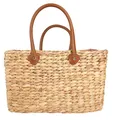 Kobolo Tasche Korbtasche Flechttasche aus Wasserhyazinthe - Kunstlederhenkel (L)