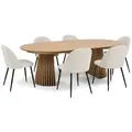ebuy24 Tischgruppe, Honigeiche, Weiß, Beige, Holzwerkstoff, Metall, Textil, 120x75x120 cm, Esszimmer, Bänke, Tisch- & Eckbankgruppen
