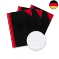 Bantex Notizbuch A4 kariert, 192 Seiten, 70 g/m², Hardcover, schwarz, 3 Stück