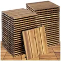 tectake Terrassendielen Terrassenfliesen 40er Set mit Klicksystem, 31 x 31 x 2,2 cm, 3,844 m2, BxL: je 31,00x31,00 cm, (Terrassenplatten Außenbereich Tabula, 40-St., in braun), massives Akazienholz, mit Drainage, wetterfest und langlebig braun