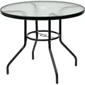 Ordino Gartentisch aus Glas mit Metallgestell schwarz