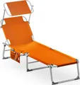 CASARIA® Sonnenliege Klappbar Wetterfest Gartenliege Mit Dach Seitentasche Tragegriff 150kg Belastbar 190cm Aluminium Liegestuhl Garten Faltbar Orange