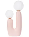 Tischlampe Harz pastell rosa mit Glasschirm 2-flammig 40 cm hoch modern Tulun