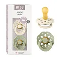BIBS Boheme Schnuller 2er-Pack. BPA-frei., Kirschform Nippel. Naturkautschuk / Latex, Hergestellt in Dänemark. 6-18 Monate (2er Pack), Ivory / Sage
