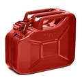 BW® Benzinkanister Metall 10 Liter - Kraftstoffkanister Rot - RAL 3000 - TÜV-geprüft und UN-Zulassung - 0,9mm Stahl nach DIN 7274 für Benzin Diesel E10 2-Takt - Made in Europe